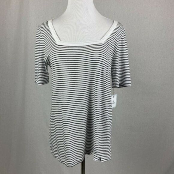 Susina striped short sleeve square neck tee - Picture 2 of 6